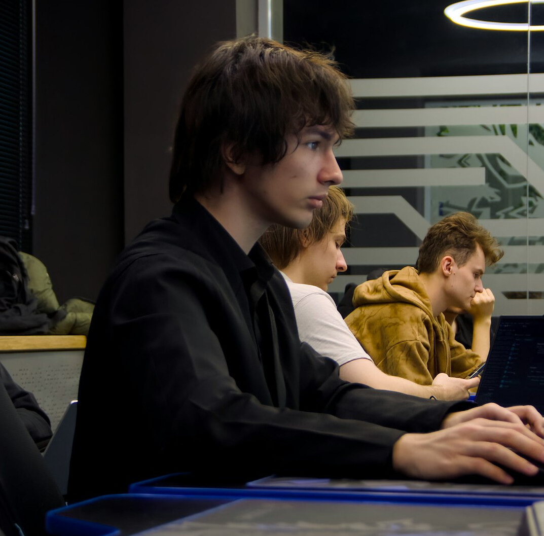 programming students in classroom