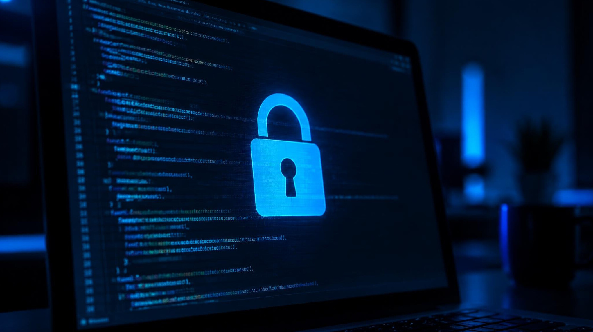 Computer screen displaying a padlock icon and security code